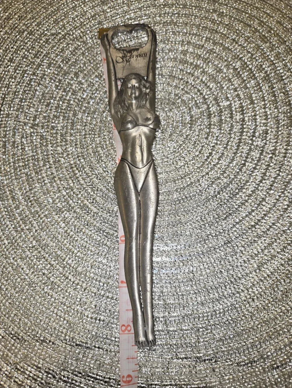 Vintage Hawaii Pin-Up Girl Cast Metal Bottle Opener 8.5